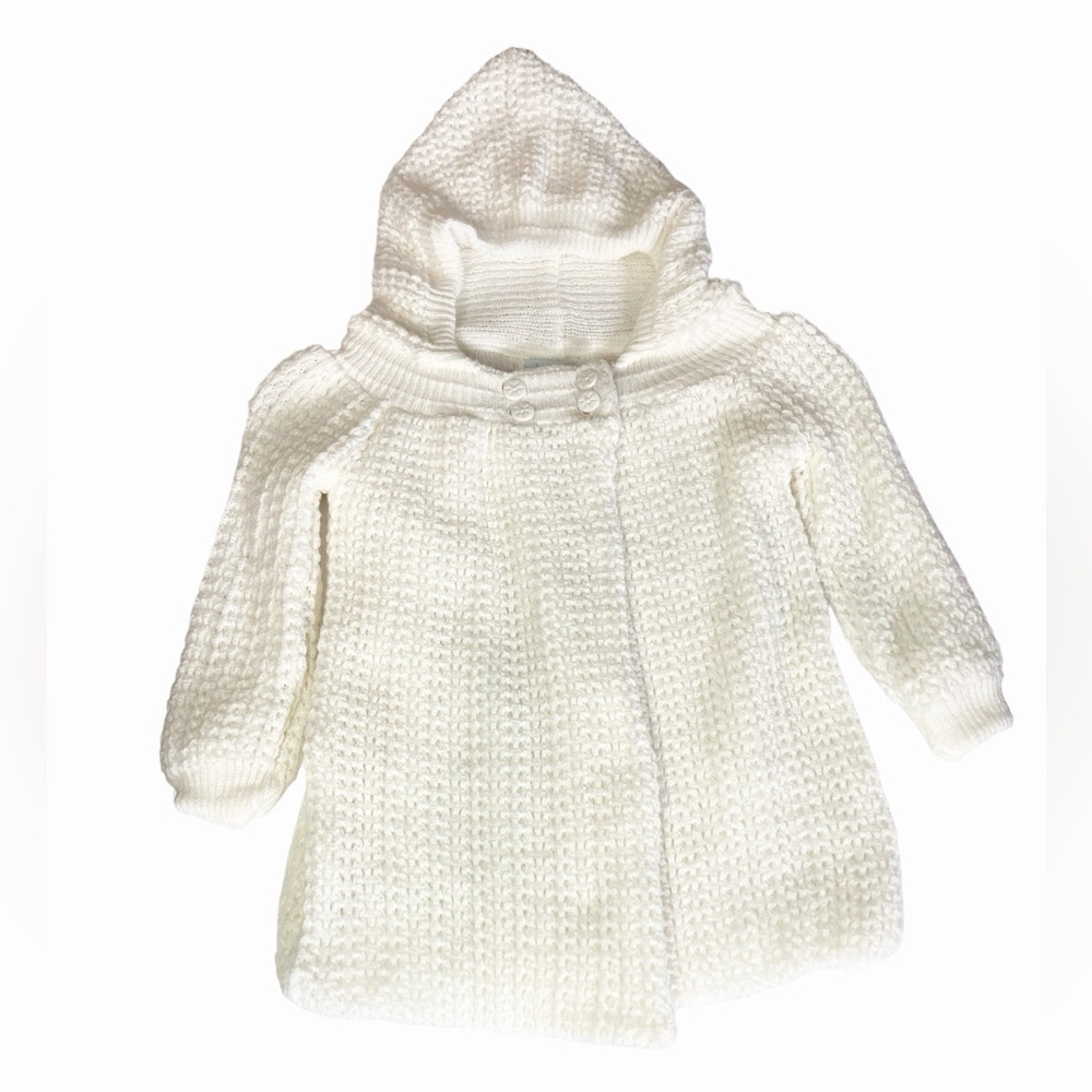 Baby Dove Hooded Sweater Cardigan Cable Knit Button Front 24 Months White NWT